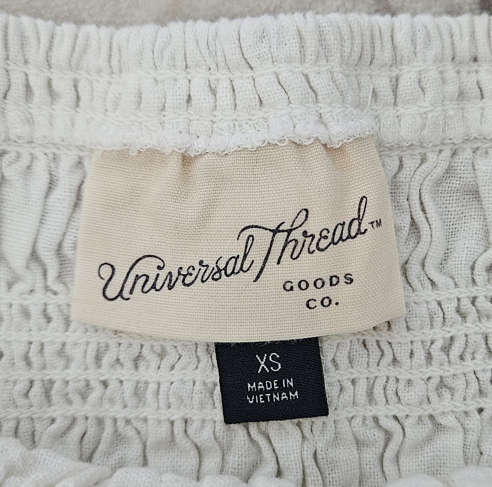 Universal Threads White Adjustable Strap, Rouched Top Midi Sun Dress - Picture 5 of 5